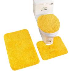 Yellow Non-Slip Bath Mats HOD Home Bath Mat Set Yellow Bathroom Silk Tie Dye Non Slip Rug Toilet Lid Cover