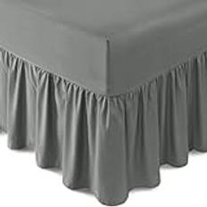 GC GAVENO CAVAILIA Amily 180 Thread Count Percale Bedlinen - Charcoal Valance Sheet Grey