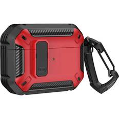 Hurtel Etui Pancerne Na Airpods 4 Z Karabińczykiem Czerwone