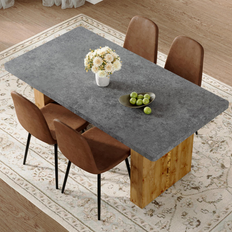 Beyondhome Modern Table with Techno-Fabric Chairs 8-Seat Dining Set
