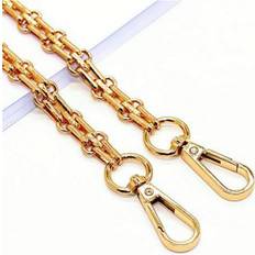 Iron Chain Strap Handbag with Metal Buckles - Gold