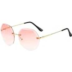 Rimless Round Sunglasses Pink