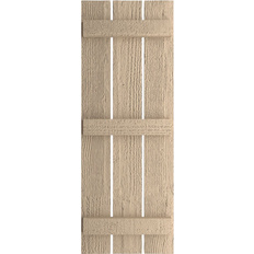 Windows Ekena Millwork TimberThane Woodgrain 17.5-in W x 86-in H Rough Sawn Paintable Farmhouse Spaced Exterior Shutters 2-Pack in Brown Timber Window Shutter