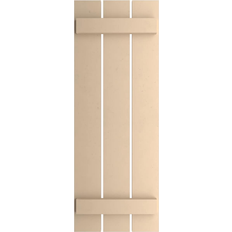 Windows Ekena Millwork TimberThane Woodgrain 17.5-in W x 46-in H Smooth Paintable Farmhouse Spaced Exterior Shutters 2-Pack in Brown Timber Window Shutter