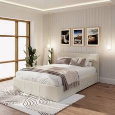 GFW End Lift Kingsize Ottoman with Mattress - Natural Frame Bed