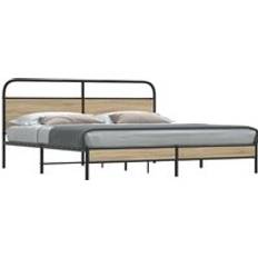 Beds & Mattresses Berkfield Home Metal Bed Frame without Mattress Smoked Oak 200x200 cm