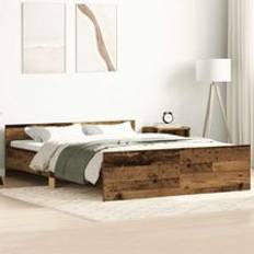 Beds & Mattresses Berkfield Home Bed Frame without Mattress Old Wood 135x190 cm Engineered Wood - Brown