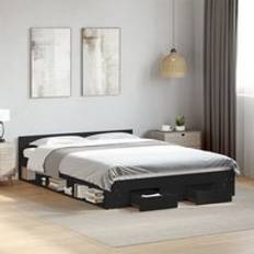 Beds & Mattresses Berkfield Home Bed Frame with Drawers 160x200 cm Black
