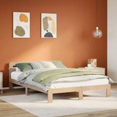 Beds & Mattresses Berkfield Home Bed Frame without Mattress 135x190 cm Double Solid Wood Pine - Brown