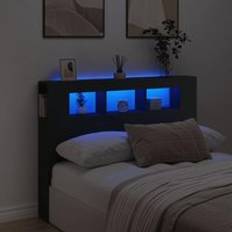 Beds & Mattresses Berkfield Home LED Black 140x18.5x103.5 cm Engineered Wood Headboard