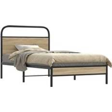 Beds & Mattresses Berkfield Home Bed Frame Without Mattress 90x200 cm Smoked Oak Engineered Wood - Brown