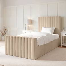 Frame Beds Khloe Beige Velvet Single Side-Lift Ottoman - Khloe Frame Bed