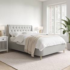 Amara Grey Upholstered King Size Ottoman With Legs Frame Bed