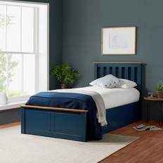 90cm Frame Beds Birlea Phoenix Single Ottoman with Mattress - Navy Frame Bed