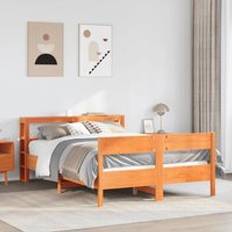 Beds & Mattresses Berkfield Home Bed Frame without Mattress Wax 150x200 cm King Size Solid Wood Pine
