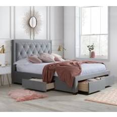 Happy Beds King Size 4-Drawer Storage Grey Velvet 5ft Frame Bed