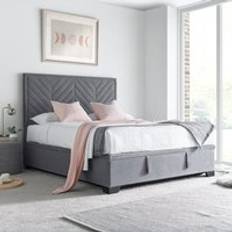 King size ottoman bed frame Happy Beds King Size Ottoman Storage 5ft Grey Frame Bed