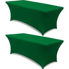 ABCCanopy 2 Pack 8 ft Spandex Tablecloths Stretch Table Cover Rectangular Forest Green Tablecloth