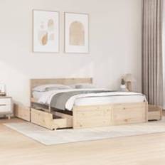 Bed Frame without Mattress 150x200 cm King Size Solid Wood Pine - Brown