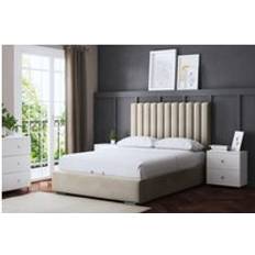 DS Living Evangaline Beige Panel Ottoman with Headboard - Single Frame Bed