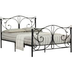 Beds & Mattresses Comfy Living Double Metal Bed Frame With Crystal Finials In Black