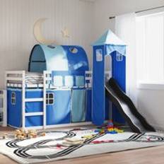 Blue Bunk Beds Berkfield Home without Mattress with Slide and Curtains 90x190 cm Blue Bunk Bed