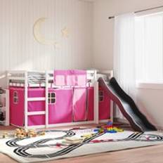 Pink Bunk Beds Berkfield Home without Mattress with Slide and Curtains 80x200 cm Pink Bunk Bed