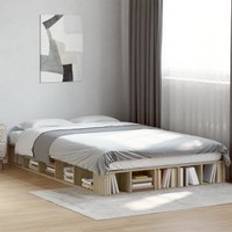 Beds & Mattresses Berkfield Home Bed Frame without Mattress Sonoma Oak 135x190 cm Double - Brown
