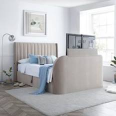 Double ottoman tv bed Happy Beds Luther Double Electric Winged Ottoman Storage TV 4ft6 Frame Bed