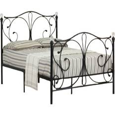 Beds & Mattresses Comfy Living 5Ft Kingsize Metal Bed Frame With Crystal Finials In Black
