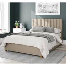 Natural Beds Aspire Grant Upholstered Ottoman Storage Eire Linen Fabric - Natural - Single Frame Bed