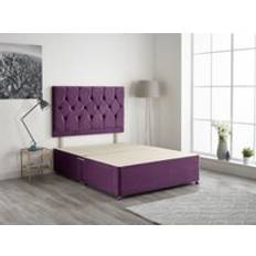 Somnior Ziggy Divan Base with Headboard Plush Velvet Small Single Frame Bed