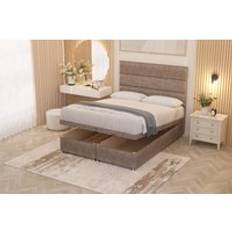 Somnior Chambery Tweed Fabric Hybrid Pocket Sprung Orthopaedic Ottoman Bed Set with Headboard - Brown