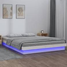 LED Bed Frame without Mattress White Small Double Solid Wood