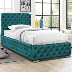 Green Bed Frames Comfy Living Single Green Tufted Fabric Bed Frame