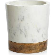 White Ice Buckets Zodax Tiziano Wood and Marble Wine Cooler White Ice Bucket