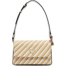 Guess Simona Raffia Mini Shoulder Bag - White