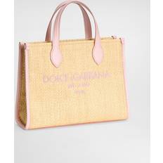 Dolce & Gabbana Straw Handbag With Logo Pink