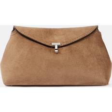 Toteme T-Lock Suede Clutch - Brown