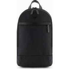 Emporio Armani Nylon Backpack with Eagle Plaque - Black