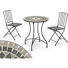 Patio Dining Sets Ibergarden Table and 2 Chairs Mosaico-Forja Black Grey Patio Dining Set