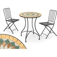 Patio Dining Sets Ibergarden Table and 2 Chairs Mosaico-Forja Black Ocre Patio Dining Set