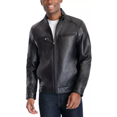 Leather Jackets - Men Michael Kors Perforated Faux Leather Moto Jacket - Black