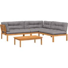 Utemöbler vidaXL 4 Piece Patio Pallet Sofa with Cushions Solid Wood Acacia Outdoor Lounge Set