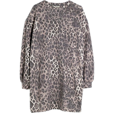 River Island Leopard Mini Sweatshirt Dress - Brown