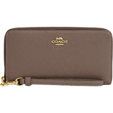 Coach Long Zip Around Wallet - Pebbled Leather/Gold/Dark Stone