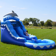 Inflatable Water Slide HeroKiddo Dolphin Commercial Grade Inflatable Water Slide with Pool 21'L x 10'W x 13'H