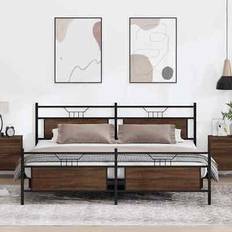 Beds & Mattresses vidaXL Metal Bed Frame Without Mattress 200x200 cm Brown Oak