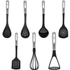 Royalford 7 Pc Nylon Kitchen Utensil Set for Cooking - Black - One Size Kitchen Utensil