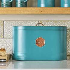 Bread Boxes Cooks Professional Kitchen Storage Bin With Nameplate Teal Copper Bread Box